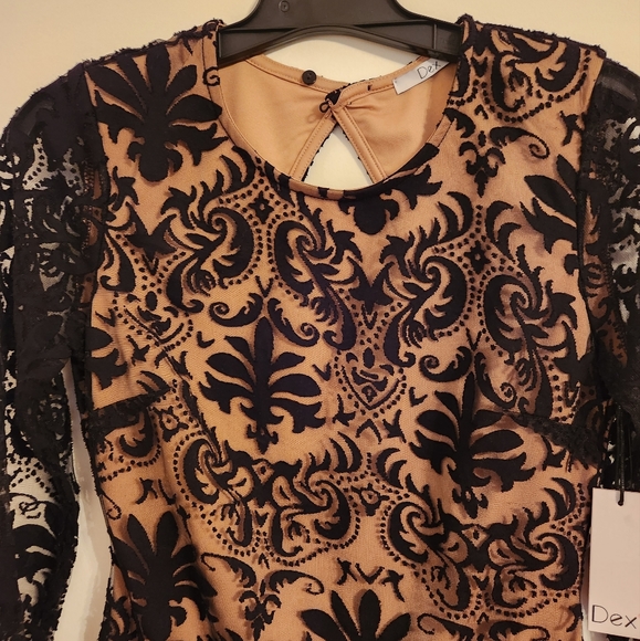 Dex Black Lace Knee Length Cocktail Dress with tags size Small - Picture 4 of 5